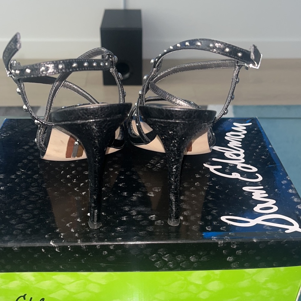 Genuine leather Sam Edelman studded high heeled sandal size 9 worn twice 🖤 - Picture 5 of 7